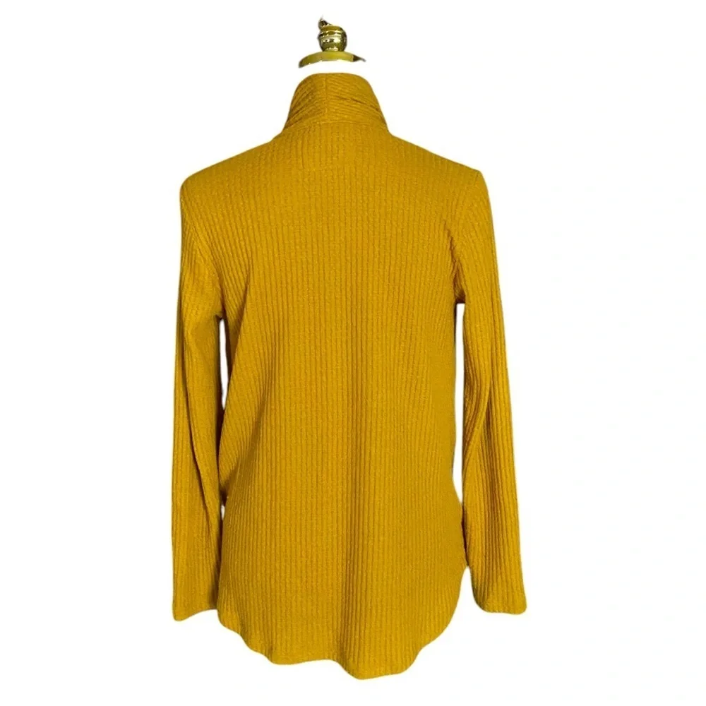 Anthropologie Akemi+Kin Amemo Woodruff Top Wrap Sweater in Mustard Yellow Size S - Picture 7 of 9